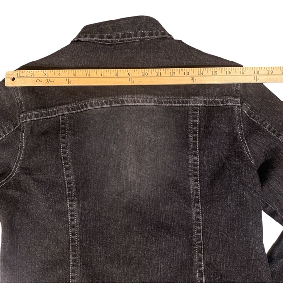 Chicos Platinum Jacket Women’s 1 (Medium) Black Denim Pockets Stretch Classic - Picture 13 of 13